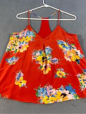 Polo by Ralph Lauren Women’s Flowy Red Floral Silk Halter Tank Top Small